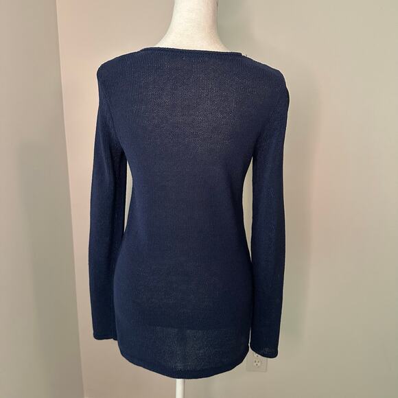 J. McLaughlin navy blue loose knit v-neck sweater size XS - Picture 5 of 11